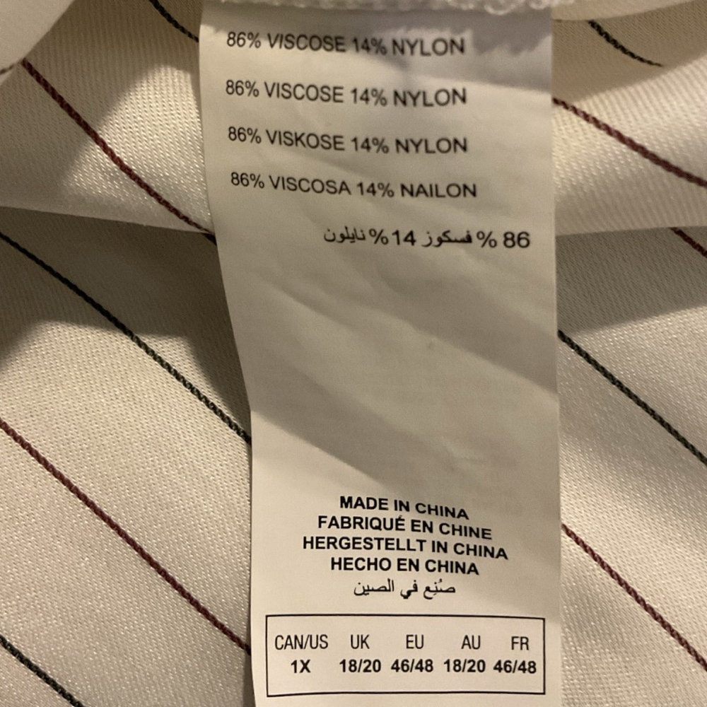 A MTL 1980 Satin Striped Button-Up Shirt White/Black/Burgundy Size 1X - Picture 7 of 11